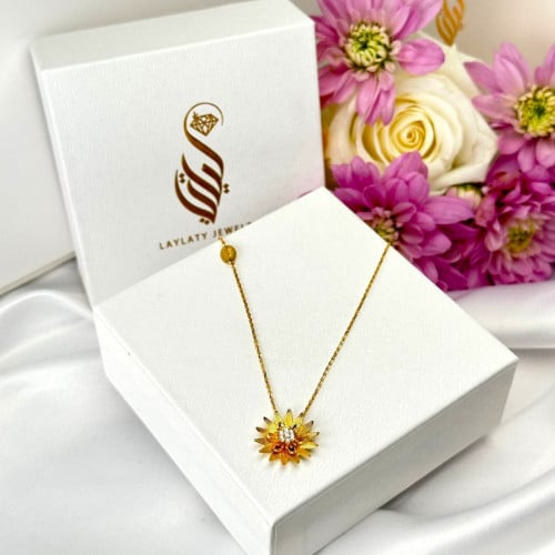 عقد يوليو زهرة اللوتس ذهب عيار21