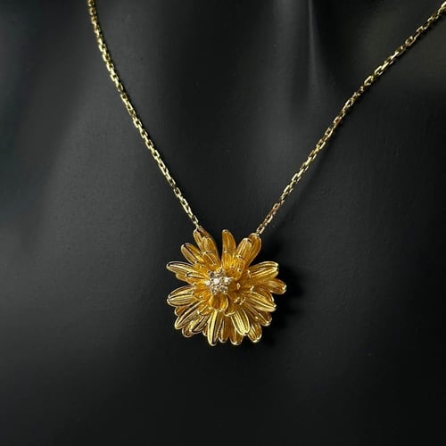 عقد نوفمبر زهرة الاقحوان ذهب عيار21