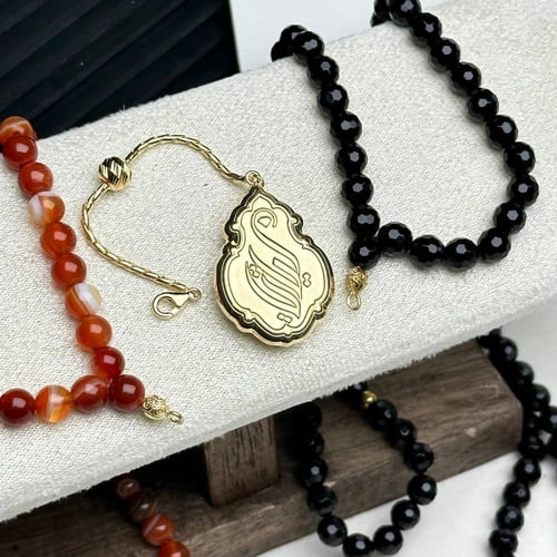 سبحة وتعليقة كسوة الكعبه المشرفه فضة عيار925 رجالي