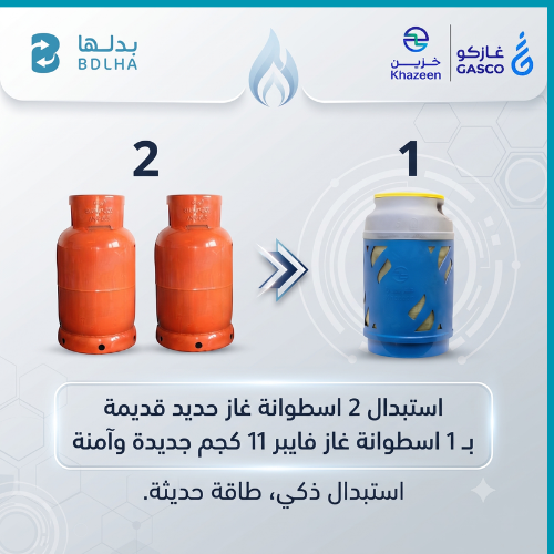 استبدال اسطوانتين غاز حديد بــ اسطوانة غاز فايبر ف...