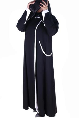 0113عباية كريب ملكي مزينة بالؤلؤ