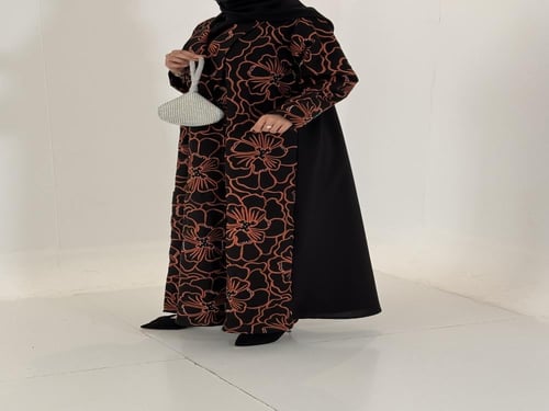 A 079 عباية كتان اسود