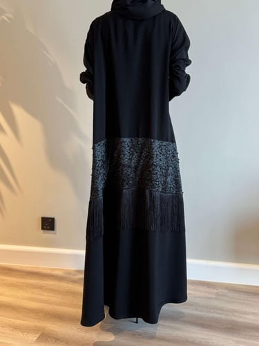 A 0104 عباية كريب أندونيسي مع دانتيل وهدب