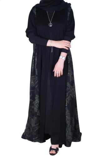 0110 عباية صالونا مع شيفون من الجوانب والطرحة