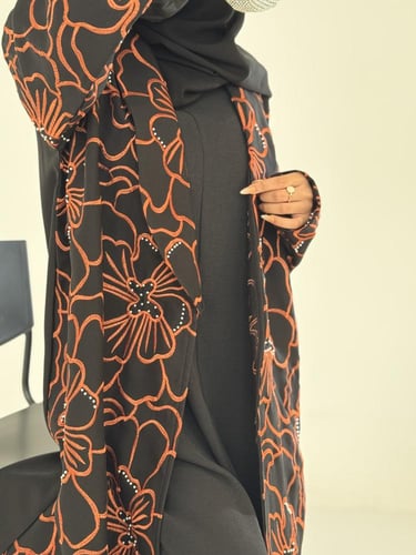 A 079 عباية كتان اسود