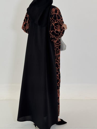 A 079 عباية كتان اسود