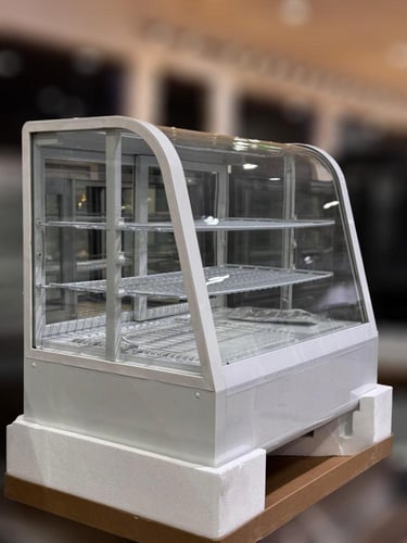 ثلاجة عرض فوق الكاونتر زجاج منحنى 100 لتر ابيض كود...