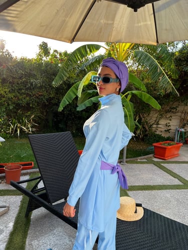 بوركيني ( مايوه حجاب) اللون ازرق وموڤ