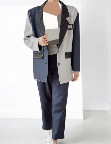 طقم جاكيت صيفي وبنطلون جينز غامق ورمادي فاتح