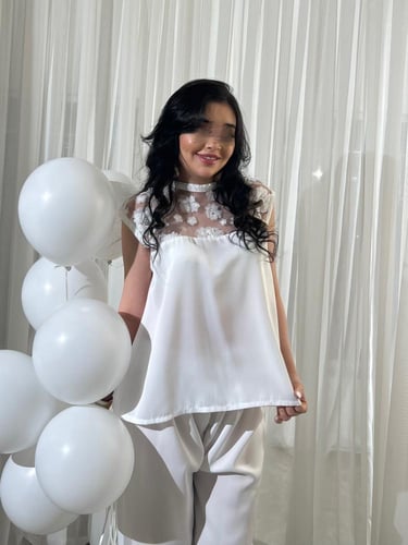 بدلة عروس ' ورود ' ( بجامة + بدي )