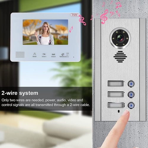 جرس باب فيجوال انتركوم ، عالي الدقة Dual‐Way LCD