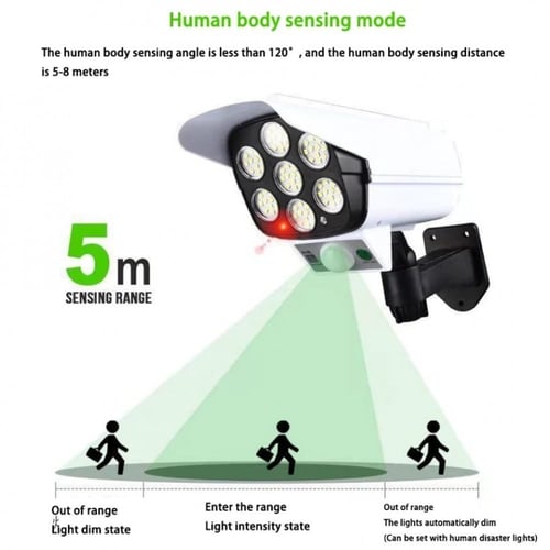كاميرا وهمية مع كشاف وطاقة شمسية وحساس للحركة