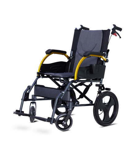 كرسي متحرك الومنيوم خفيف الوزن كفرات صغيرة