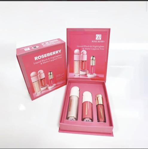 ثلاثية الإشراقة الوردية (بلاشر سائل – هايلايتر – ل...