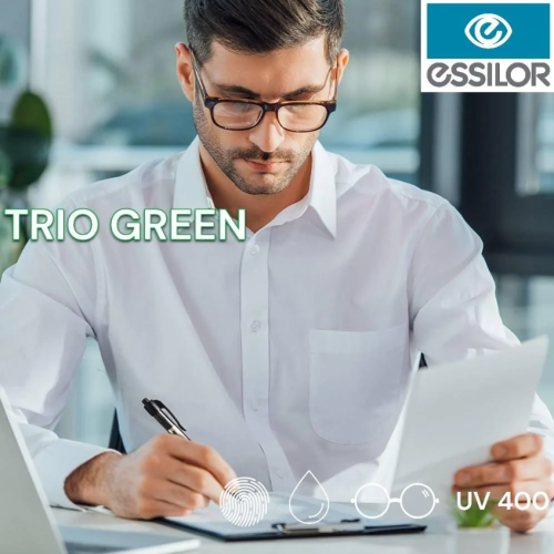 عدسات نظارات TRIO GREEN من شركة Essilor بعاكس أخضر