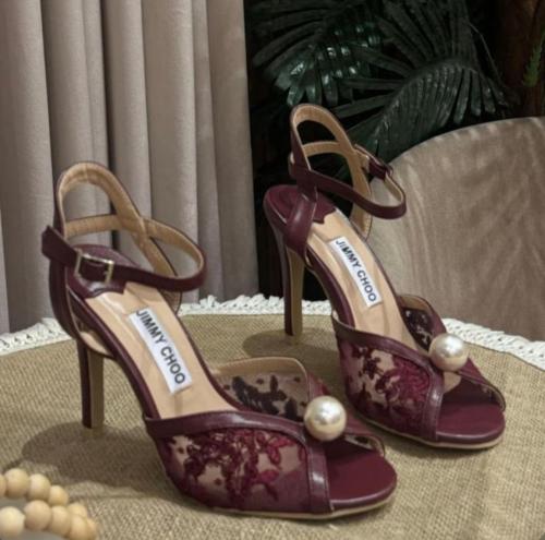 كعب دانتيل عرايس برغندي JIMMY CHOO