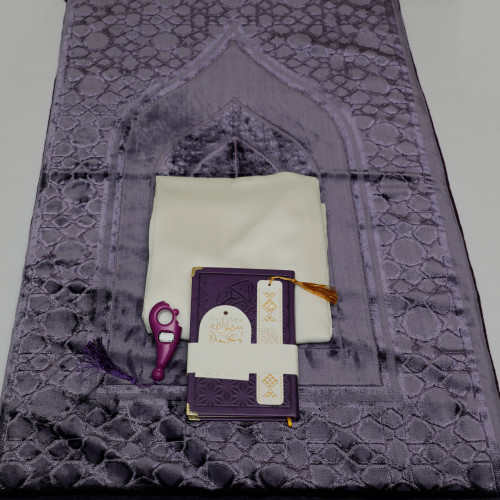 طقم حرير بنفسجي مع شرشف طوبى