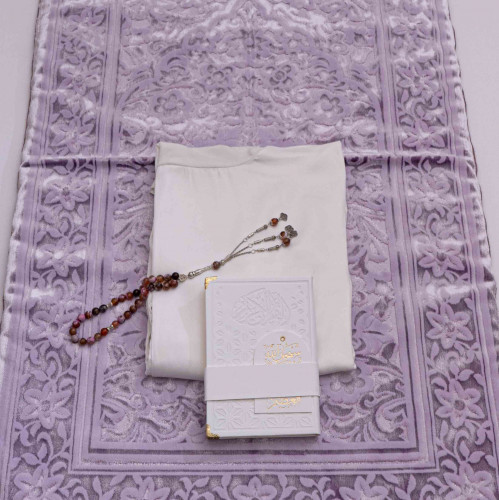 طقم حرير موف مع شرشف طوبى