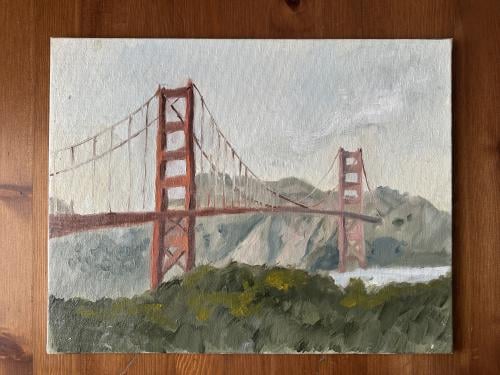 جسر البوابة الذهبية - لوحة زيتية أصلية 35.5X28 CM