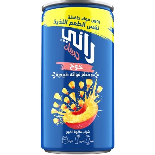 راني حبيبات خوخ مع قطع فواكه طبيعية 180 مل 24 عبوة