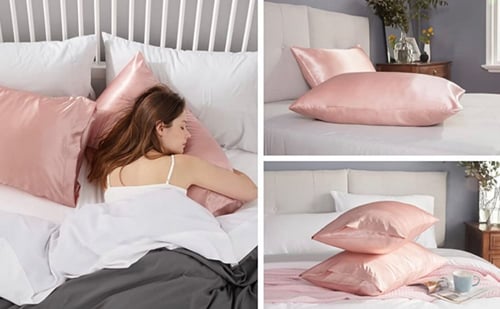 غطاء مخده مصنوع من الساتان الناعم (القطعه)