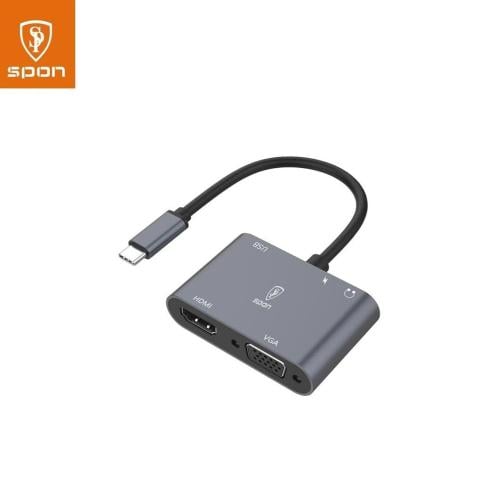 وصلة تايب سي HDMI + VGA من سبون