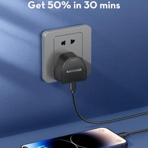 فيش جداري بقوة 20 واط بمنفذ تايب سي من راف باور