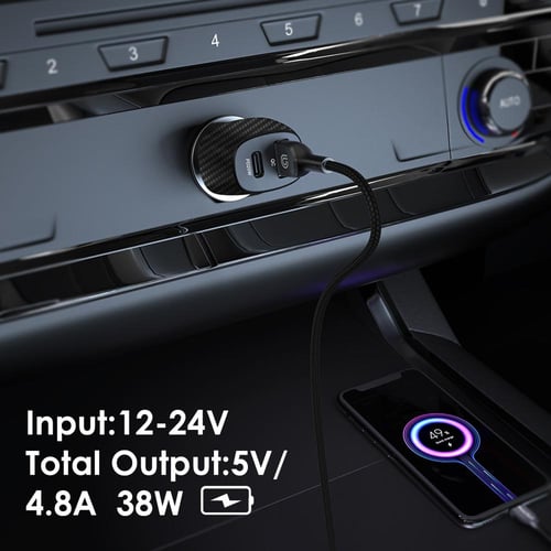 شاحن سيارة بقوة 38W مخرج PD + USB من فون بلانت