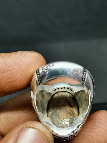 بخاتم الفضة بحجر فيروز نيشابوري ايراني بصياغة عباس...