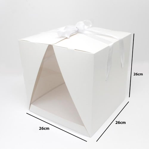 علب كيك ورقية بنوافذ شفافة مع أشرطة