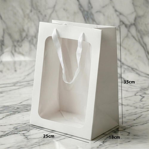 أكياس هدايا ورقية بنافذة شفافة