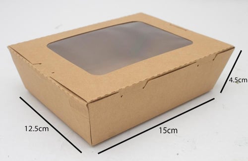 علب طعام ورقية كرافت بغطاء شفاف متصل