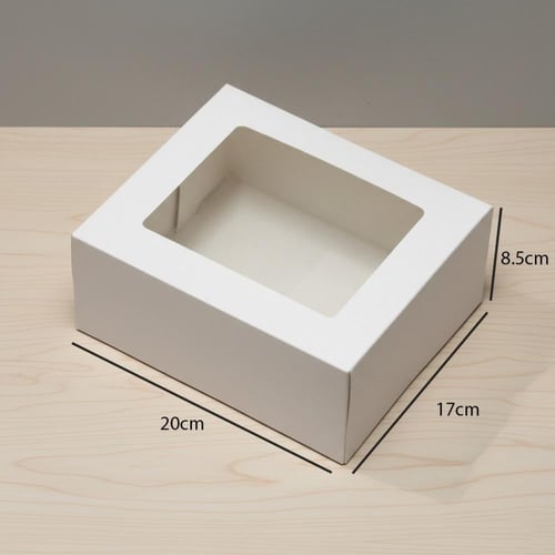 علب كيك ورقية بعدة مقاسات بنافذة شفافة