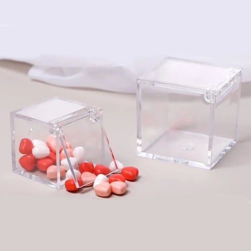 علب اكريلك بغطاء متصل 10*10*10 سم