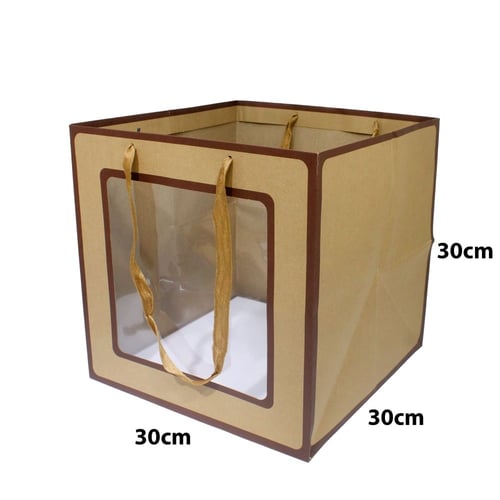 اكياس ورقية مربعة بنافذة شفافة