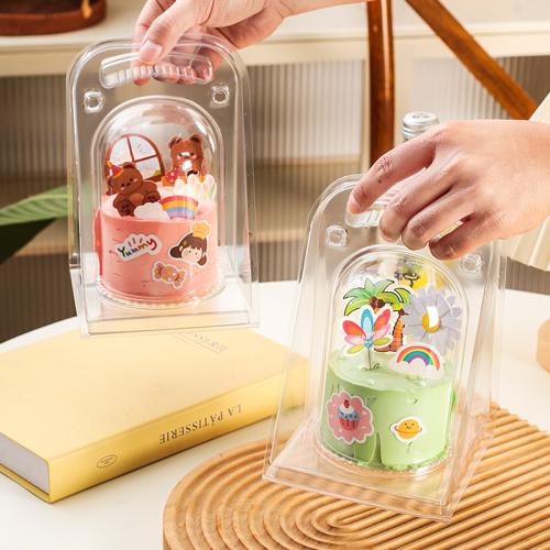 حافظة كيك ميني شفافة بقبضة حمل