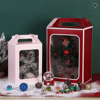 علب هدايا ورقية بنافذة و مسكة