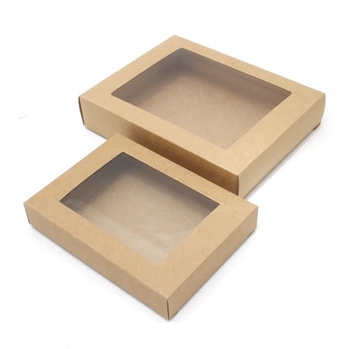 علب ورقية مع نافذة شفافة