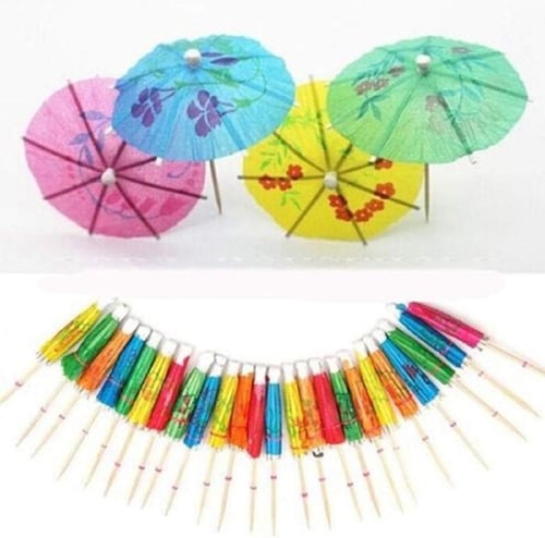 تغريسات خشبية مظلة لتزيين الحلا و للمشروبات