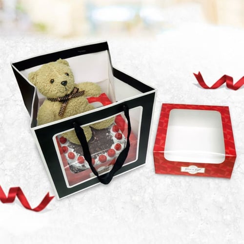 اكياس ورقية مربعة بنافذة شفافة