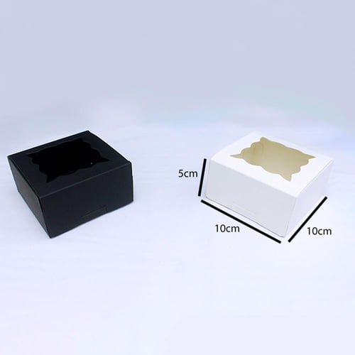 علب كيك ورقية بنافذة شفافة