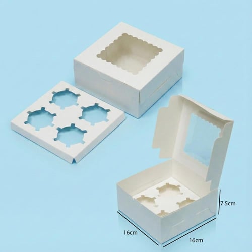 علبة كب كيك ورقية بواجهة شفافة