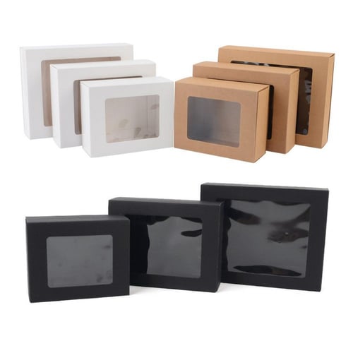 علبة ورقية بنافذة شفافة بعدة الوان