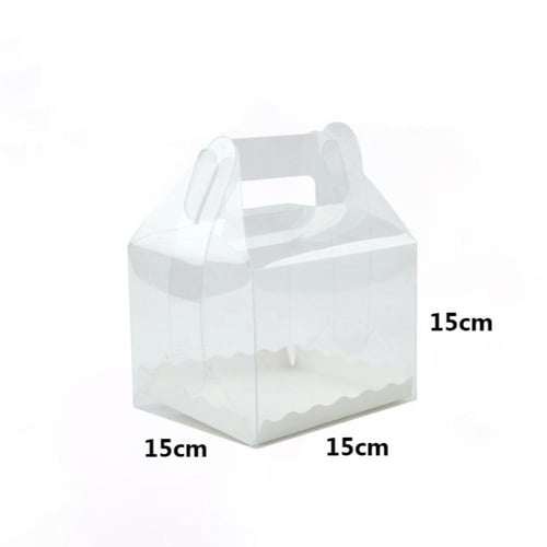 علب كيك بلاستيك بمسكة