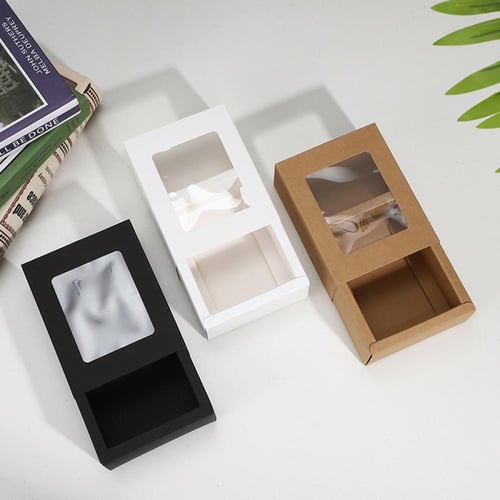 علبة ورقية بنافذة شفافة بعدة الوان