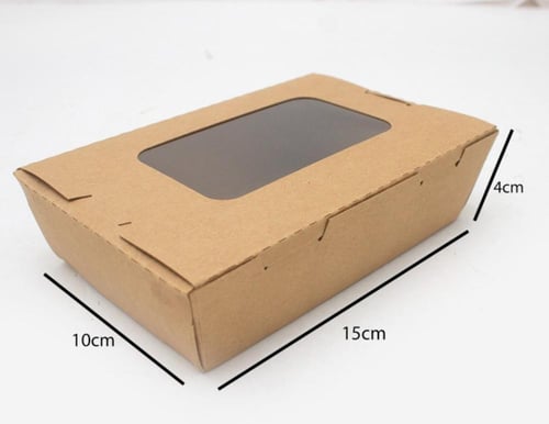 علب طعام ورقية كرافت بغطاء شفاف متصل