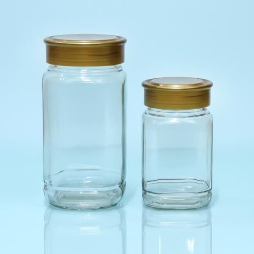 برطمان عسل زجاجي مربع