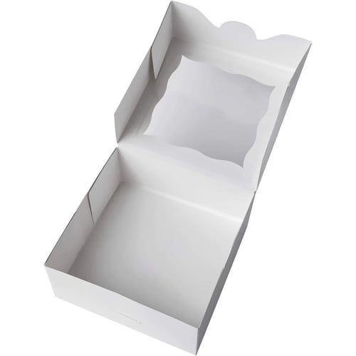 علب كيك ورقية بنافذة 30*30*10 ابيض