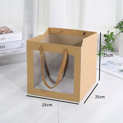 اكياس ورق كرافت مربعة بنافذة 25*25 سم