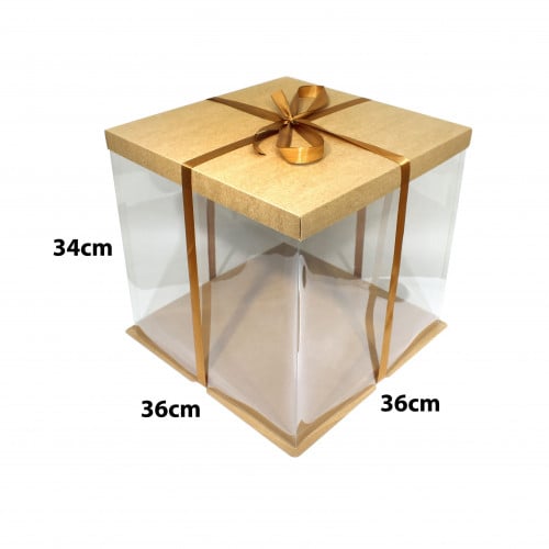 علب للكيك شفافة بشريطة بعدة الوان